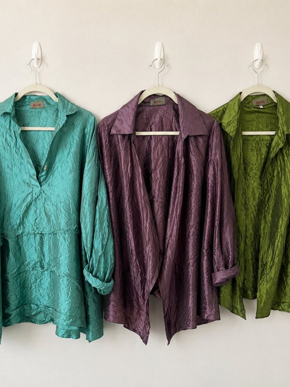 VTG Zina Beverly Hills Thai Wild Silk 3 Piece Lot XL 2XL Chameleon Tunic Jackets